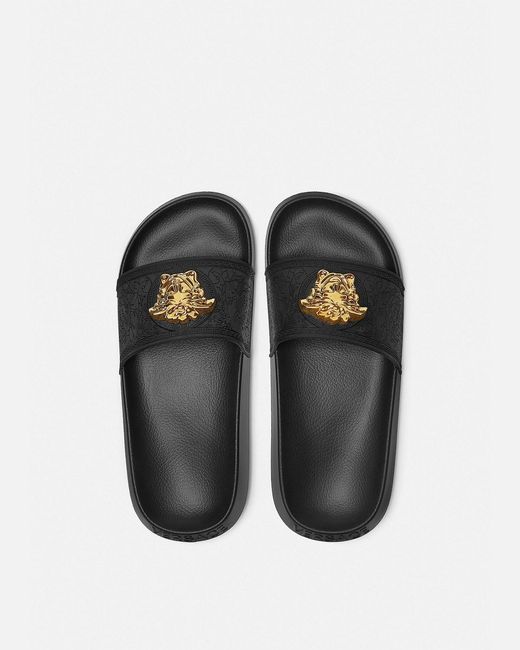 Versace Black Medusa Head Plaque Slides
