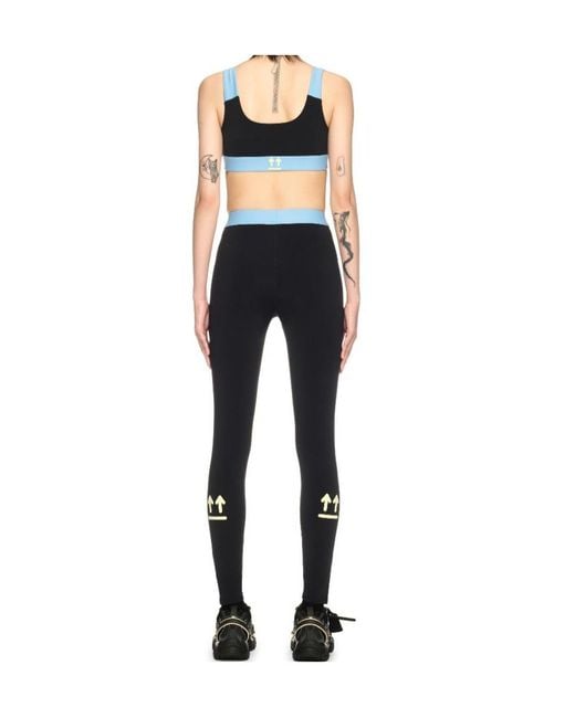 Off-White c/o Virgil Abloh Blue Logo Detailed Elasticated Waistband Leggings