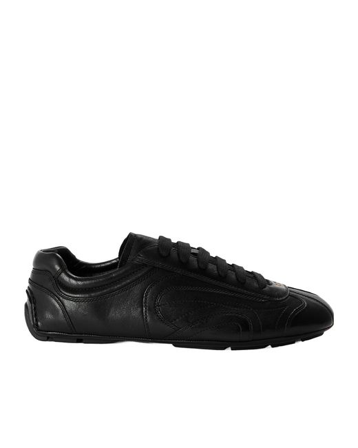 Prada Black Montacarlo Leather Low-Top Trainers for men