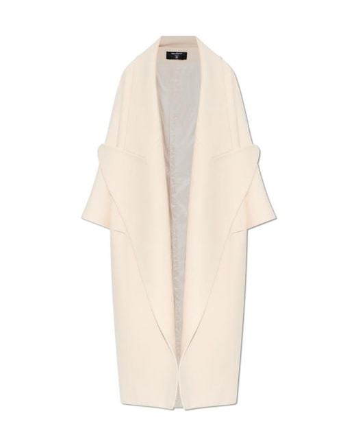 Balmain White Open Front Coat