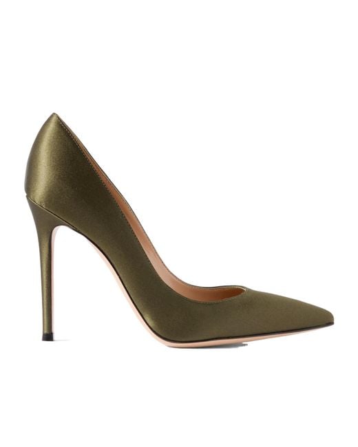 Gianvito Rossi Metallic Satin Pumps