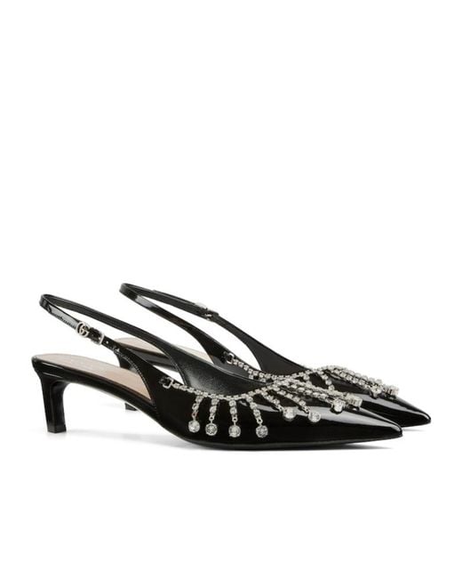 Gucci White 45Mm Guinevere Chain Detail Pumps