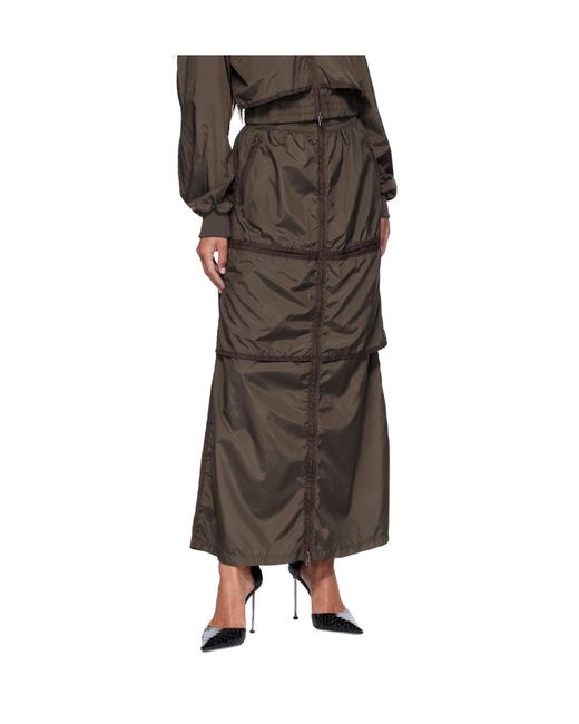 DIESEL Brown Oval D Zip-Front Skirt