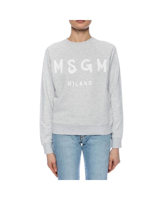 MSGM Gray Round-Necked Sweater