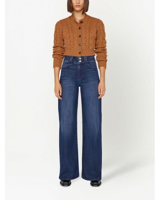 FRAME Blue High-Waisted Wide-Leg Jeans