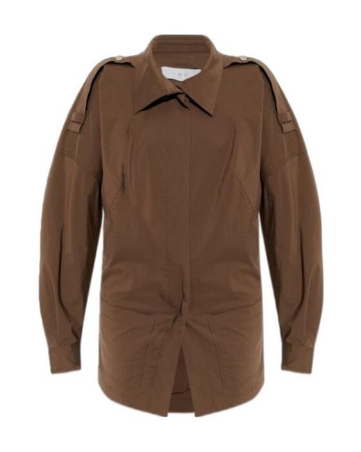 IRO Brown Collared Long-Sleeved Casual Jacket