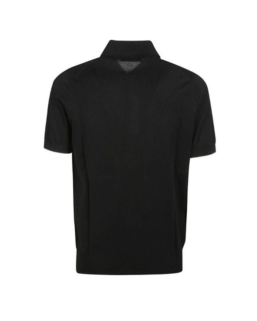 Brunello Cucinelli Black Short-Sleeved Buttoned Polo Shirt for men
