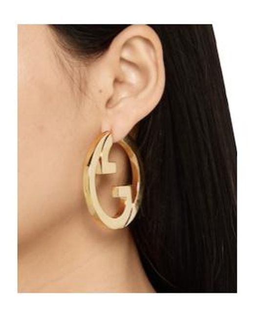Gucci Metallic Blondie Cut-Out Hoop Earrings