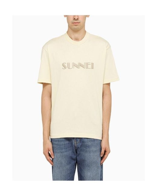Sunnei White Short-Sleeved Cotton T-Shirt for men