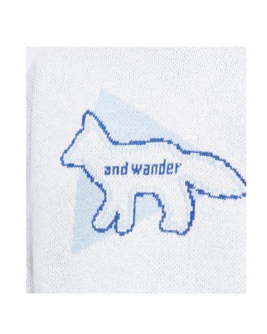 Maison Kitsuné Blue X And Wander Logo-Intarsia Jumper