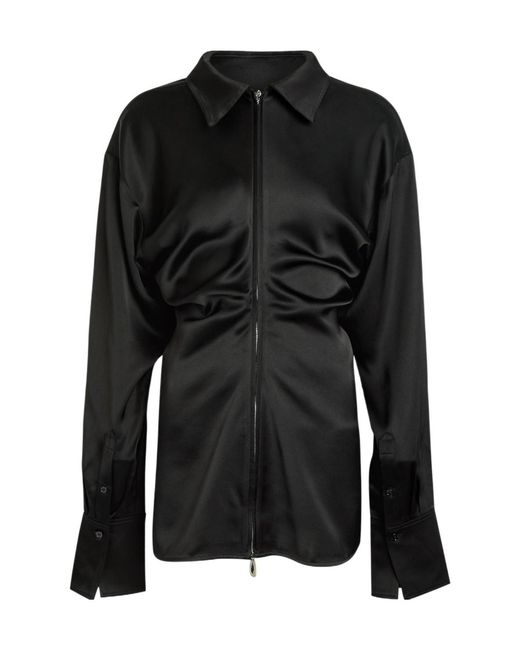 Totême Black Draped Satin Shirt