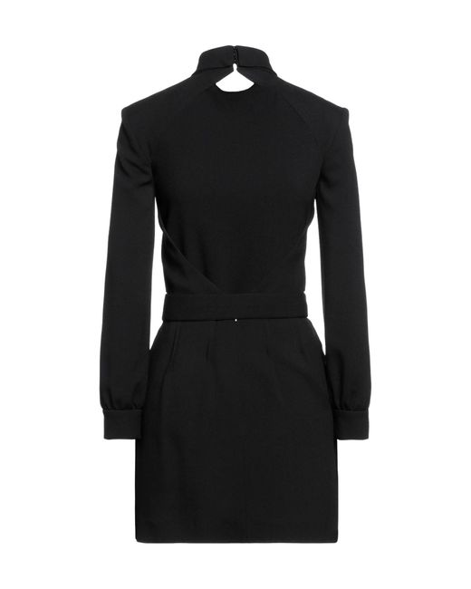 Saint Laurent Black Solid Color Long Sleeve Dress