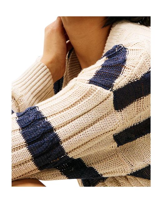 Tommy Hilfiger Natural Linen Blend Cable Knit Relaxed Jumper