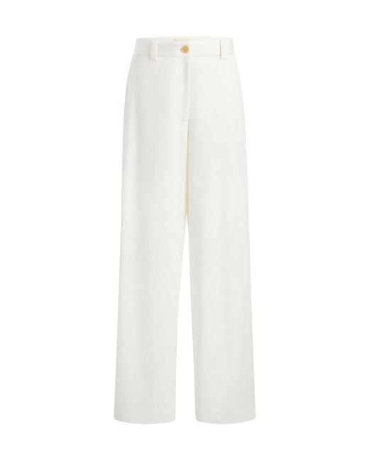 Khaite White Gari Straight-Leg Trousers