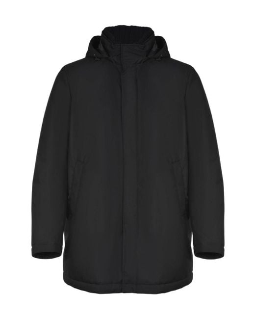 Herno Black Long-Sleeved Hooded Down Jacket for men