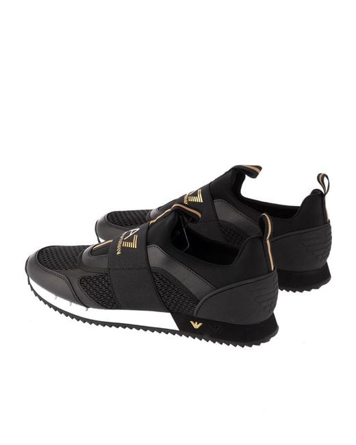 EA7 Black Round Toe Sneakers for men