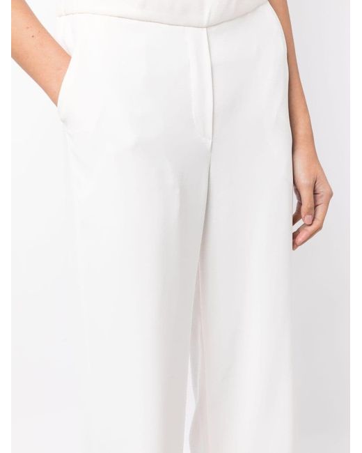 P.A.R.O.S.H. White Mid-Rise Straight-Leg Trousers