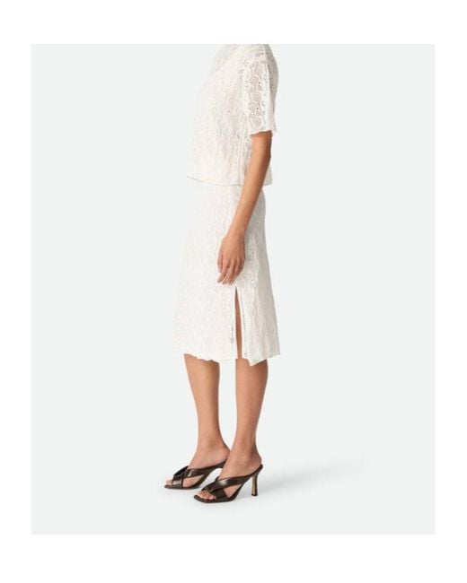 Bottega Veneta White Fish Lace Skirt