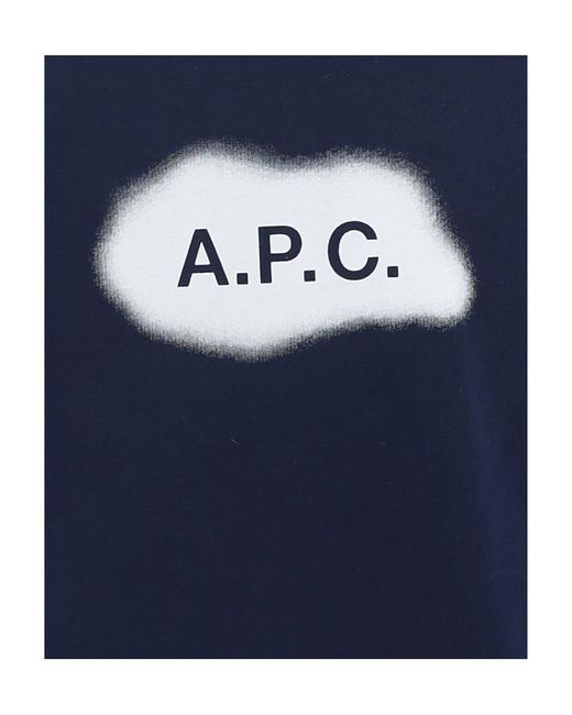 A.P.C. Blue Logo-Printed Crewneck Sweatshirt for men
