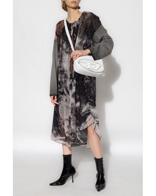 DIESEL Black Planet-Print Drawstring Midi Dress