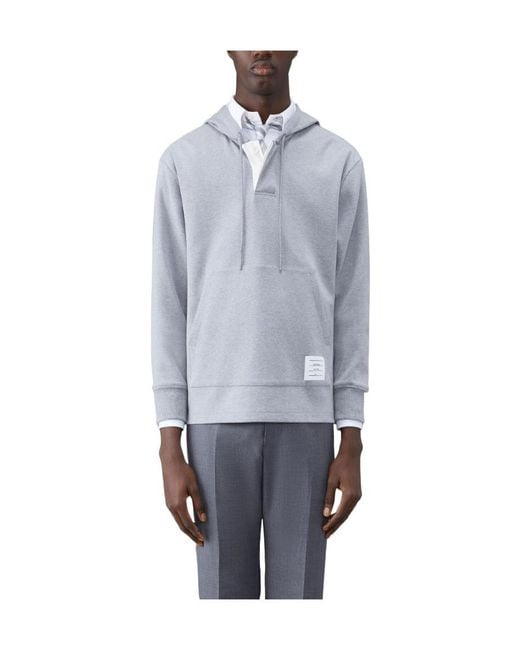 Thom Browne Gray Cotton Long-Sleeve Rugby Hoodie for men