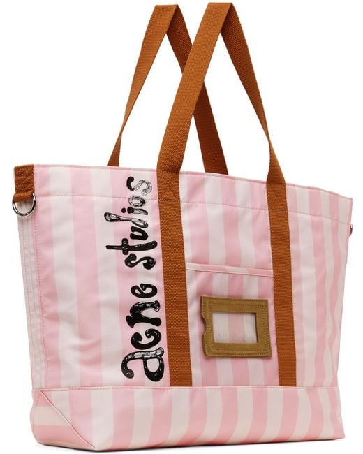 Acne Pink Striped Tote Bag for men