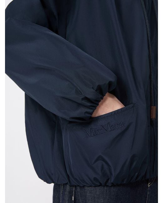 Max Mara Blue Drawstring-Neck Elasticated-Hem Jacket