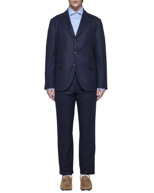 Brunello Cucinelli Blue Two-Piece Tailored Suit for men