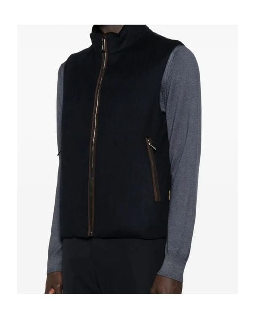 Moorer Black Double-Sided Quilted Cotton Vest for men