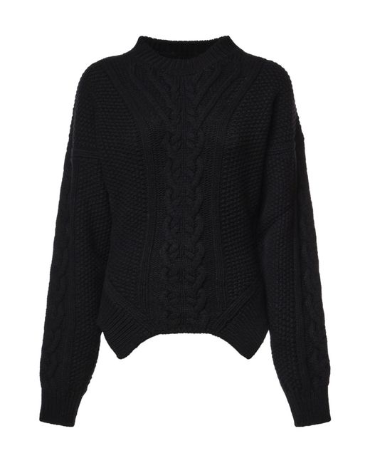 Dondup Black Cable-Knit Wool Sweater
