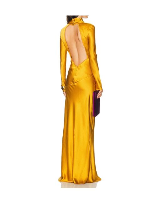 TOVE Yellow Gio High-Neck Long-Sleeve Maxi Dress