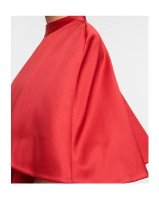 Carolina Herrera Red Shawl Satin Dress