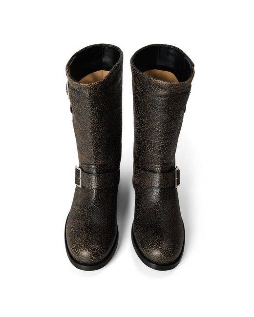 Jimmy Choo Brown Leather Mid-Calf Biker Boot