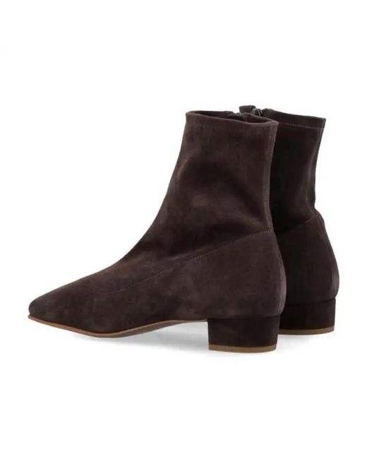 By Far Brown Este Square-Toe Ankle Boots