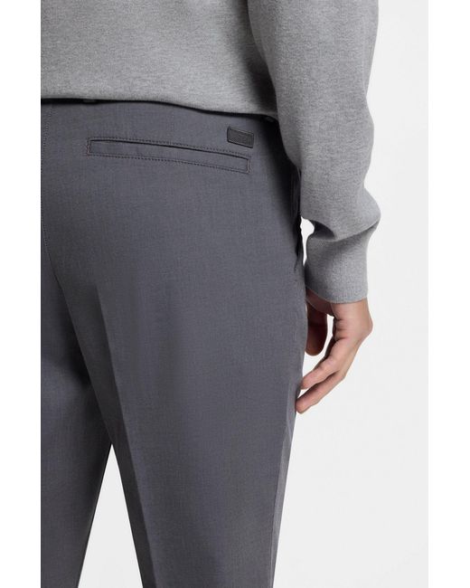 Boss Gray Pressed-Crease Tapered Trousers for men