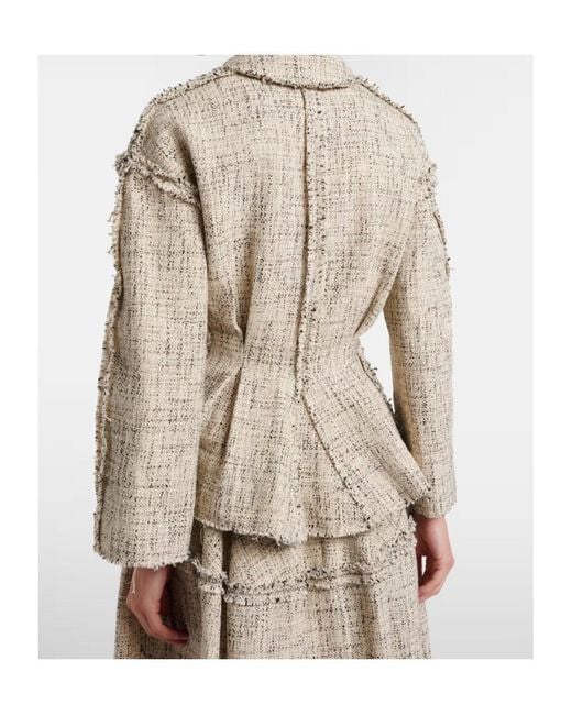 Erdem Natural Cotton-Blend Tweed Peplum Jacket