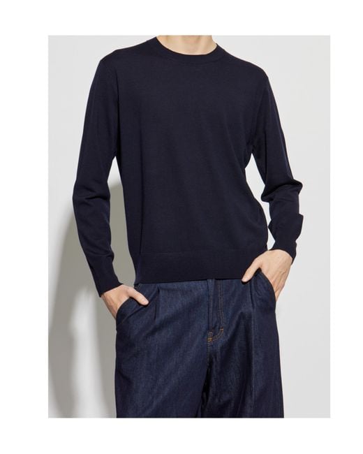 Dries Van Noten Blue Long-Sleeved Crew Neck Sweater for men