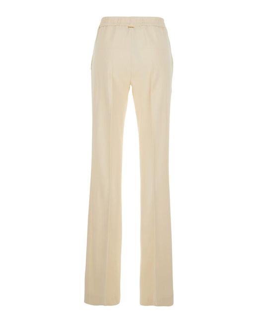 Twinset Natural Elastic-Waistband Flared Trousers