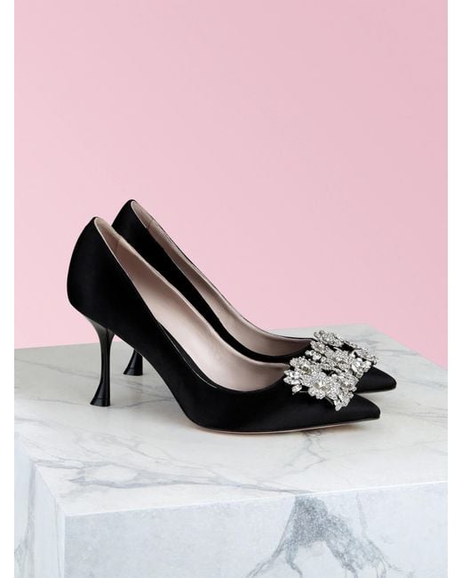 Roger Vivier Black Bouquet Strass 85Mm Buckle Pumps
