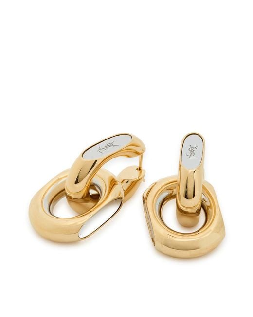 Saint Laurent Metallic Brass Linked Earrings