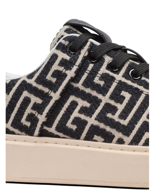 Balmain Brown Monogram Jacquard B-Court Trainers