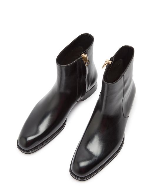 Tom Ford Black Leather Ankle Boots for men