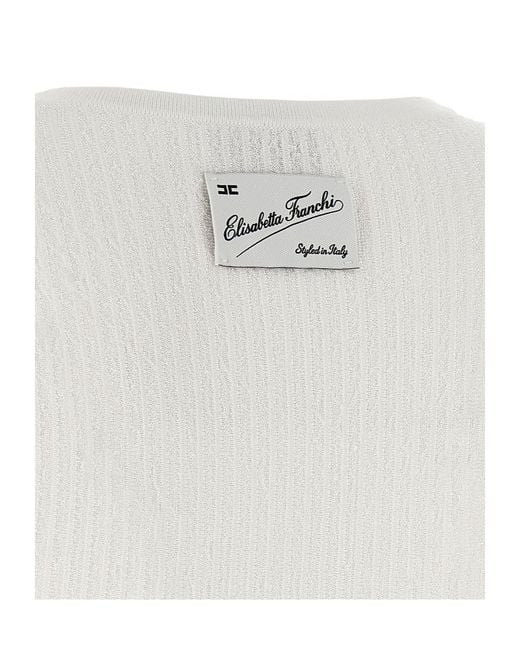Elisabetta Franchi White Long-Sleeved Dress