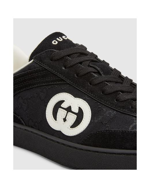 Gucci Black Apos;S G75 Canvas And Suede T-Toe Low-Top Sneakers for men
