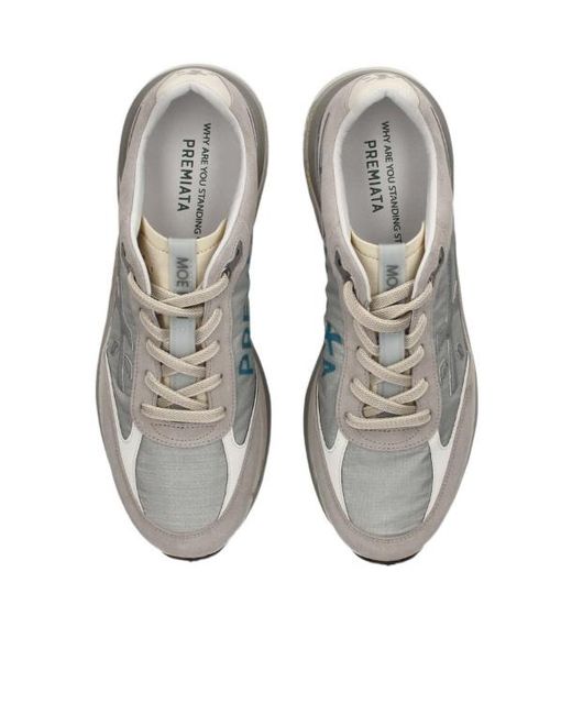 Premiata Gray Moe Run Logo-Applique Sneakers for men