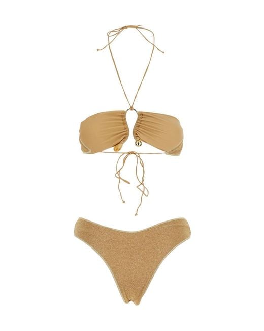 Oseree White Oséree Lurex Bandeau Bikini Set