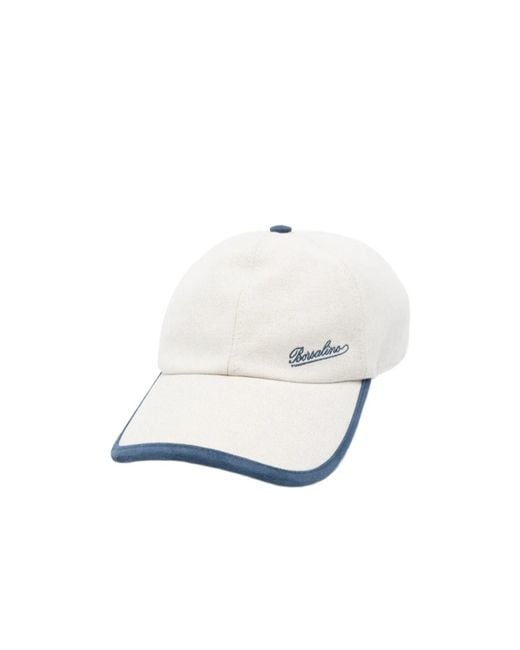 Borsalino White Logo-Embroidered Baseball Cap