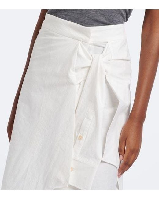 Rohe White Asymmetric Cotton-Blend Midi Skirt