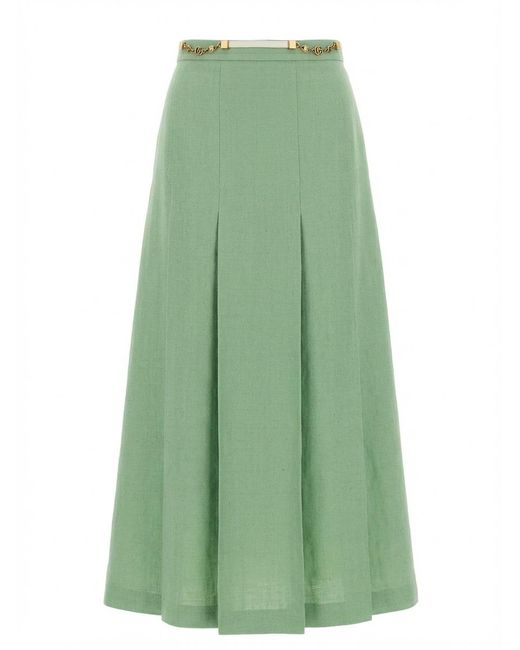 Gucci Green Double Gg Pleated Skirt