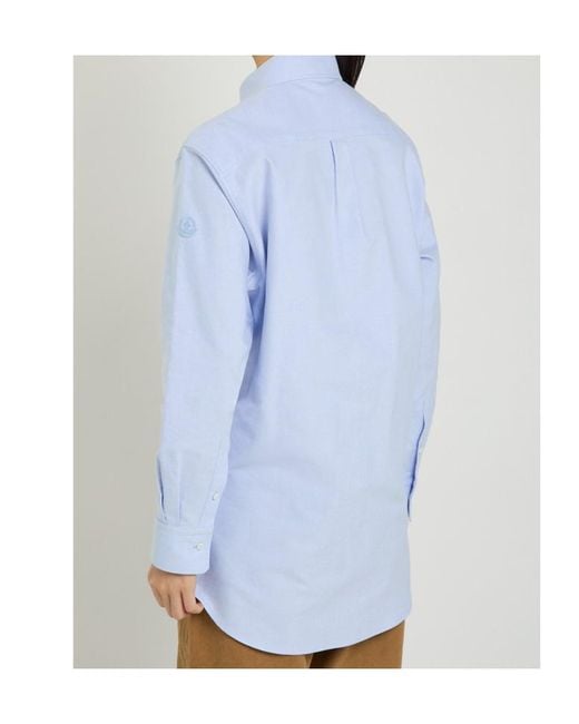 Moncler Blue Logo-Appliquéd Cotton Shirt